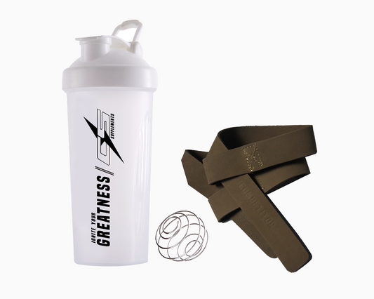 Competitor Shaker + Lifting Strap (brown)